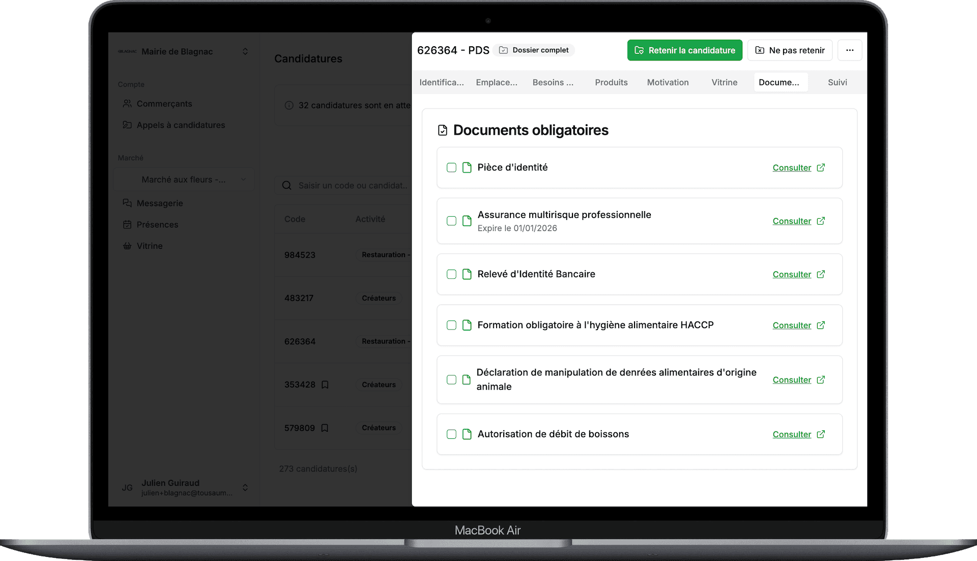 Recevez et sélectionnez des dossiers complets